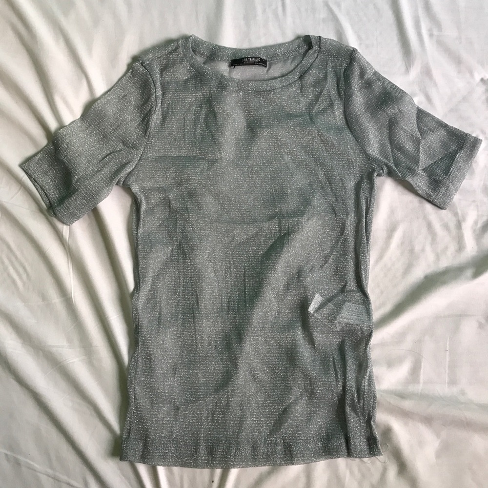Sparkly mesh see through t shirt